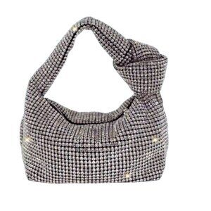 Madison West NWT Aurora Borealis Rhinestone Crystal Dumpling Bag Knot Top Handle